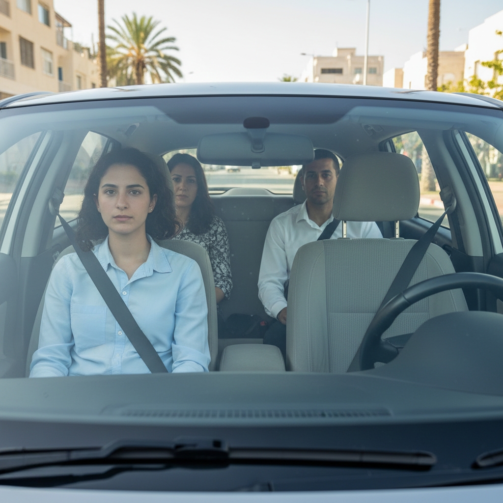 שלושה אנשים יושבים ברכב, חגורים ומביטים קדימה – אך אף אחד מהם אינו נוהג, המחשה לכך שלפעמים הדרך נעצרת כי כולם מחכים שמישהו אחר יוביל.